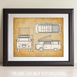 Volkswagen Type 2 Bus Patent - 11x14 Unframed Patent - Great Gift Under $15 for VW Fans