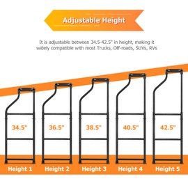 WeiSen Foldable Truck Tailgate Ladder for Pickup Universal Extension Step with Stainless Steel Self Drilling Screws, Durable Step Grip Plates and Sturdy Rubber Ladder Feet, Height Adjustable Black