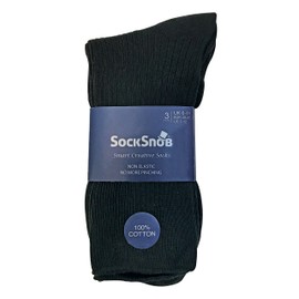 6 Pack Mens 100% Cotton Non Binding Loose Top Lightweight Ribbed Dress Socks (7-12 US, TSFD03)