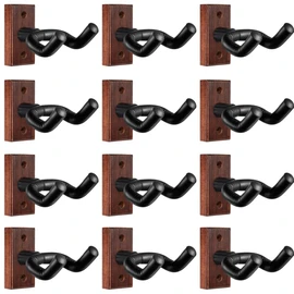 WOGOD Guitar Wall Mounts, Wood Guitar Hangers 12 Pack, Holder Hook Stand Wall for Acoustic, Electric, Banjo, Bass
