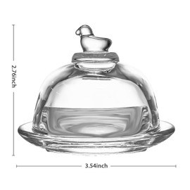 Glass Butter Dish Clear Butter Serving Container with Cover Mini Butter Keeper Containers Round Butter Keeper with Duck Dome Lid and Handle