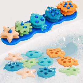 Baby Bath Toys, Silcone Stacking Bath Toy Set with 20 Textured Floating Pieces, Sticks to Tub Walls, Bathtub Toys Suitable for Toddler