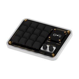 NLOFIN Double Knob Custom Macro Pad Programmable Designer Mini Keyboard 16 Keys with Screen (Silver,KB16)