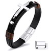 VEXXS Mens Leather Bracelet, Braided Genuine Leather Bracelets with Cross