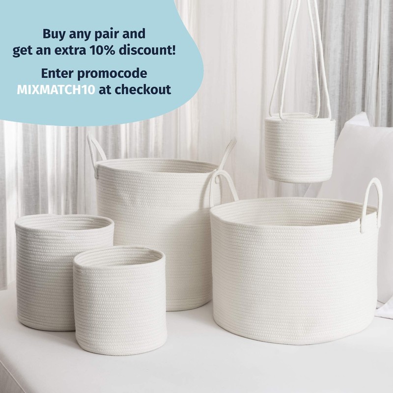 2-Pack Stylish OrganiHaus Cotton Rope Planter Baskets for Indoor Plants