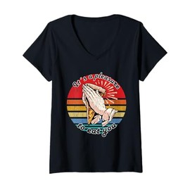 Womens It´s A Pleasure To Eat You Holy Pizza Me V-Neck T-Shirt
