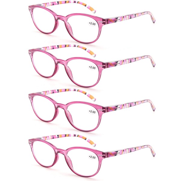 MODFANS Reading Glasses Women 4 Pack Fashion Ladies Readers 0.75