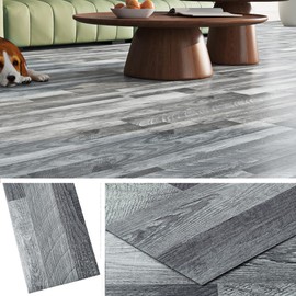 Livelynine Grey Peel and Stick Floor Tile 18-Pack 6x36 Reclaimed Wood Flooring Planks Bedroom Laminate Wood Plank Flooring Waterproof Self Adhesive Vinyl Floor Tiles Kitchen Rv Linoleum Flooring