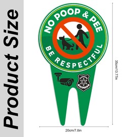 2 Pieces No Pooping Dog Signs with Stake Glow in The Dark, 13.8 x 7.8 Inches Be Respectful Sign for Stopping the Dog from Pooping or Peeing on the Lawn（green）