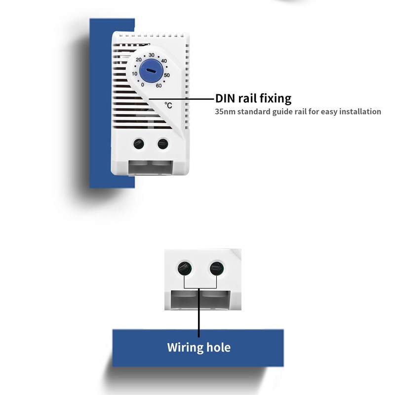 Mechanical Thermostat, KTS011 0-60°C Adjustable Compact Normally Open/Closed Temperature Controller
