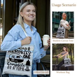 LADOCK Camping Tote Bag, Making Memories One Campsite at a Time Canvas Tote Bags for Women, Gifts for Campers Camping Lovers, Camper Reusable Grocery Shopping Bags