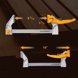 POWERTEC 8-Inch Bar Clamps (2-Pack) – Fast Action Gear Clamp w/ 440 lb Capacity, Quick-Release Woodworking Clamps with Aluminum Jaws & Spreader Function (72120)