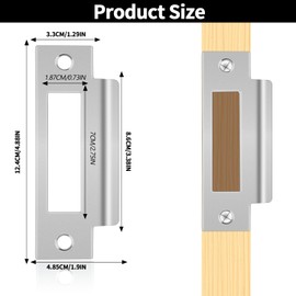 4-7/8" Door Strike Plate, Universal Door Strike Plate with Brushed Zinc Finish, T Strike Deadbolt Strike Plate Door Backplate Iron, Replacement Protection Bolt Safety Strike Plate (3 PCS)