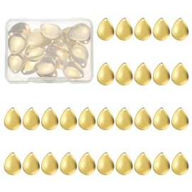 PATIKIL Fishing Lure Blades, 40 Pack 0.7" x 0.6" Fishing Spinner Baits Willowleaf Lure Spinner Making Part with Plastic Storage Box for Bait Fish Accessories, Gold Tone