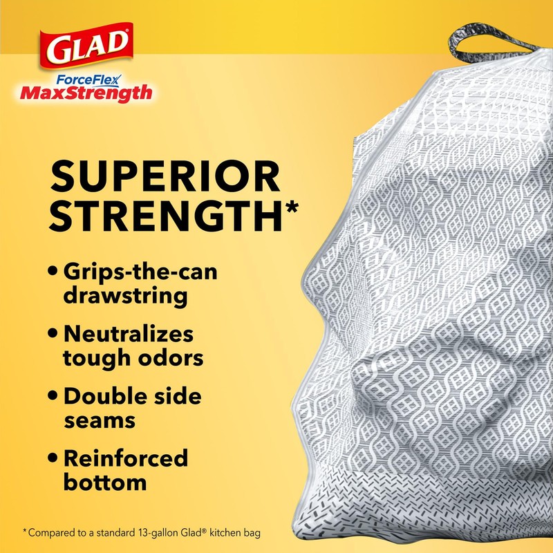 Glad Tall Kitchen Trash Bags 13 Gallon, MaxStrength Lemon Fresh
