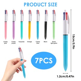 Multicoloured Pen 7-Pack 4 Colour Pens All In One Retractable Ballpoint Pens with Black Blue Red and Green Ink Medium 1.0mm Switchable Biros Ideal for Office School Supplies Students Children Gift