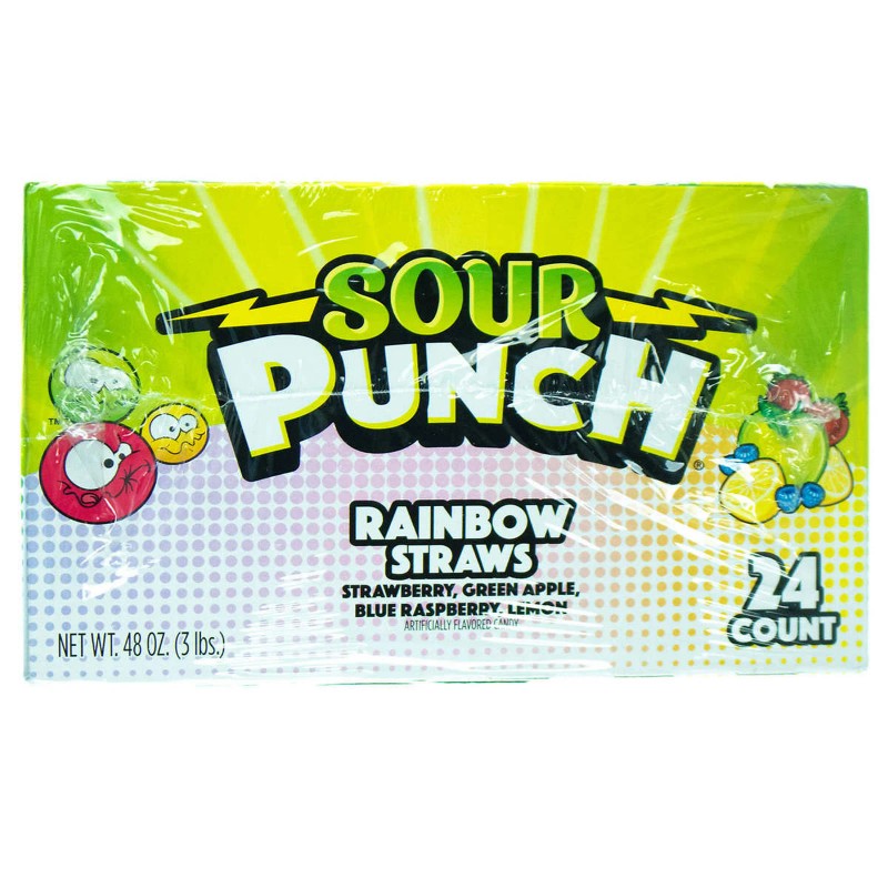 Sour Punch Straws, Rainbow, 2 Oz, 24-Count