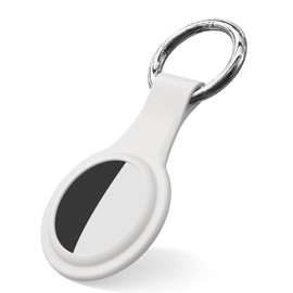 Soft Silicone Case Compatible with AirTag 2021 Protective Anti-Scratch Lightweight Skin Cover with Key Ring for AirTags Holder Keychain AEZUNI - White