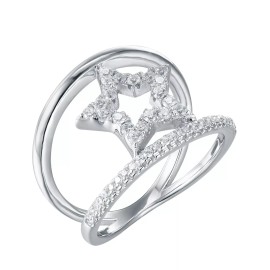 UniQJewels Sterling Silver (925) White Sapphire Star Band Ring   Size 7, 8, 9