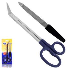 ASM Extra Long Thick Toe Nail Scissors with Nail File Chiropody Podiatry 7" - Heavy Duty Long Handled Toenail Scissors Clippers for Fingernail Treatment - Ideal Beauty Gifts for Women & Men