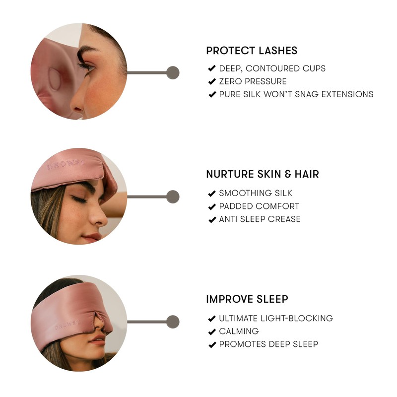 DROWSY Eyelash Protecting Silk Sleep Mask for Natural Lashes &