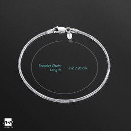 Amberta 925 Sterling Silver 1.9 mm Snake Chain Bracelet Length 7.5" inch / 19 cm (7.5)