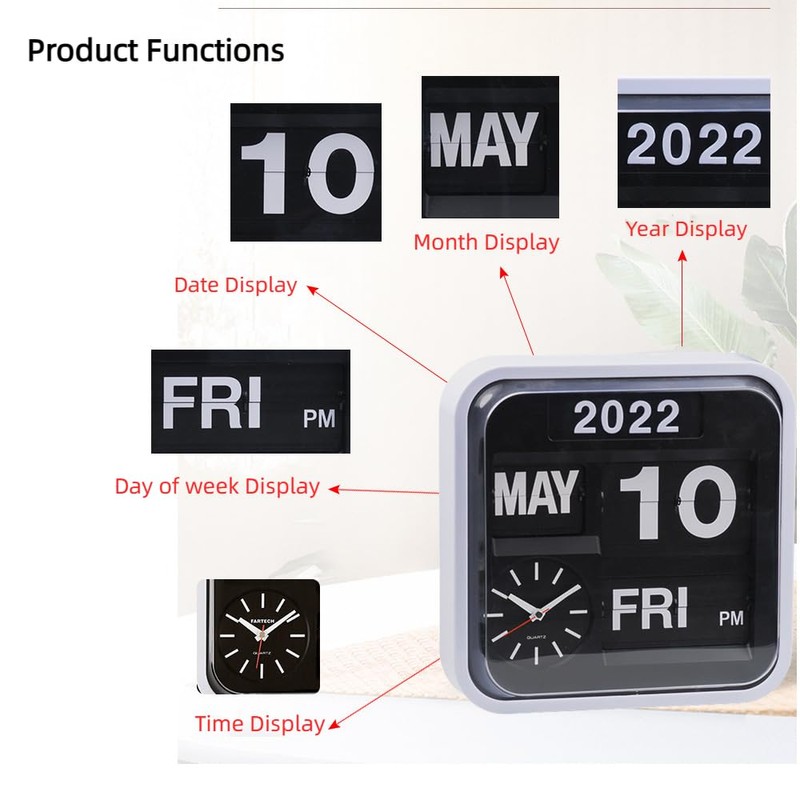 Itigoitie Retro Modern 9.45 Inches Calendar Day Date Flip Desk