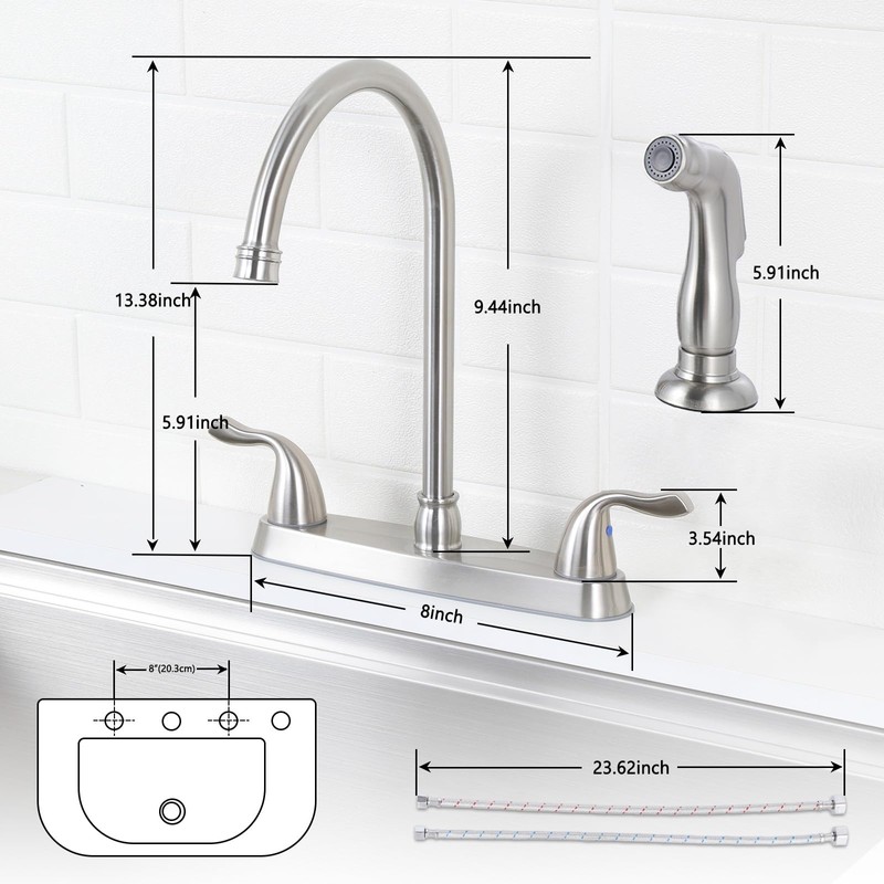 HOTIS Kitchen Faucet with Side Sprayer, 2 Handle 3 or