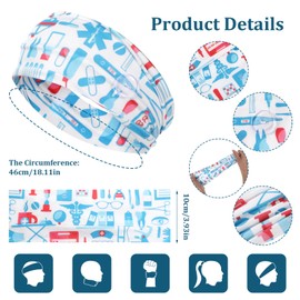 Limbeuuu 12 Pcs Nurse Headbands for Women, Non Slip Nursing Headbands with Buttons for Mask Work Accessories Elastic Ear Protection Hair Bands Gift for Spa Yoga Sports(Stylish)