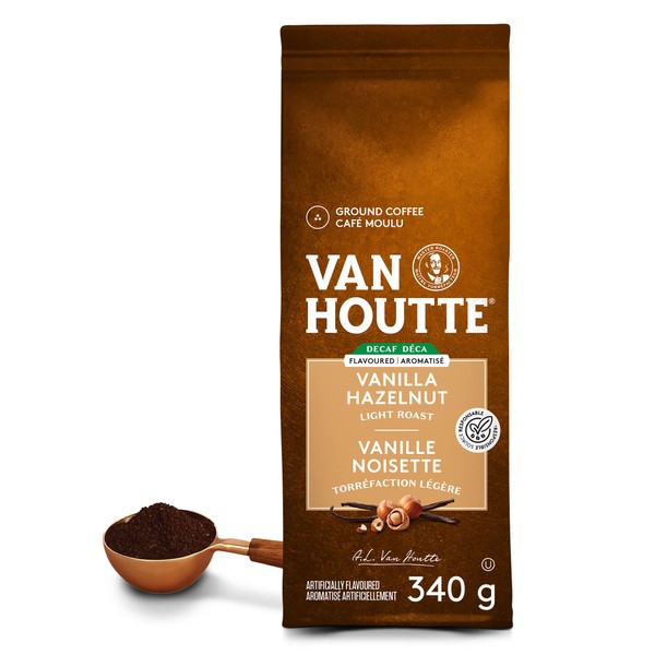 Van Houtte Vanilla Hazelnut Decaf Ground Coffee, 340g, Can Be Used With Keurig Coffee Makers