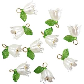 10Pcs White Bell Orchid Pendant,Flower Beads,Bell Flower Spacer Beads,Arts, Crafts for DIY Jewelry Making, Beading Projects Beading Supplies