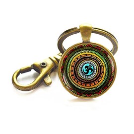Om Symbol Keychain, Om Key Ring, Namaste Keychain, Zen Key Ring, Yoga Jewelry, Buddhist Jewelry, Om Charm, Men's Yoga Keychain, boho Keychain