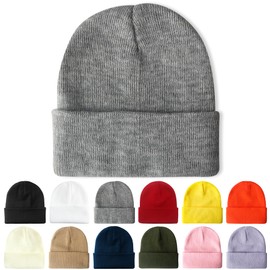PFFY Beanie for Men and Women Unisex Knit Winter Beanies Hats Grey