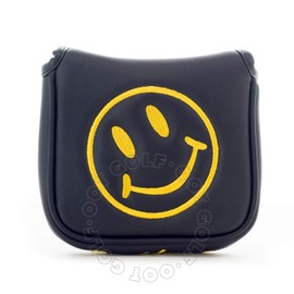 19th Hole Custom Shop Smile Face Golf High-MOI Mallet Putter Headcover, Heel Shaft, Black, Head Cover