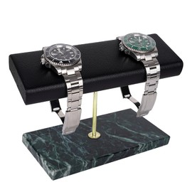 ReignSword Watch Stand with Marble Base, Vegan Leather Watch Stand, Wrist Watch Display Organizer Holder for Men and Women (Green)
