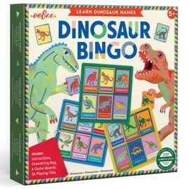 eeBoo: Dinosaur Bingo - Prehistoric Theme Classic Matching Board Game, Colorful Illustration Card Tiles, Learn Dinosaur Names, Kids 5+, 2-6 Players