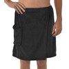 Leisureland Men's Plush Fleece Wrap, Spa Gym Bath Wrap Black