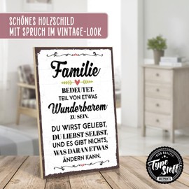 TypeStoff HS-00465 Wooden Sign with Saying - Family Means Part of Something Wonderful - Vintage Look with Quote as Gift and Decoration