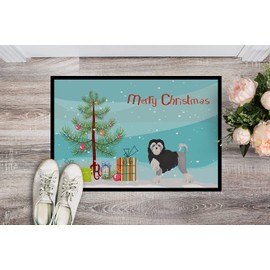 Caroline's Treasures CK3470MAT Lowchen or Little Lion Dog Christmas Tree Doormat 18x27 Front Door Mat Indoor Outdoor Rugs for Entryway, Non Slip Washable Low Pile, 18H X 27W