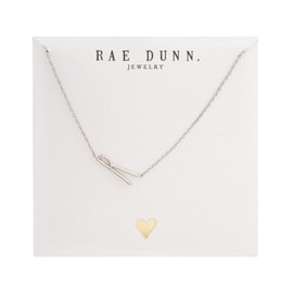 Rae Dunn 14K Gold Plated Brass Necklace - Sideways Initial Charm Pendant Delicate Chain Necklace for Women, Style R, White Plated Sideways