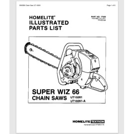 Homelite Wiz 55 Super Wiz 66 Chainsaw Illustrated Parts List