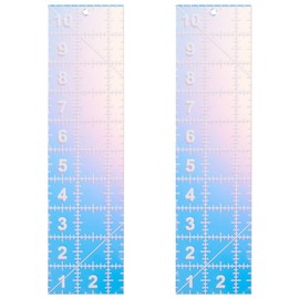 DELORIGIN 2pcs Quilting Acrylic Template Dazzling Colors Quilting Ruler Rectangular Fabric Sewing Cutting Ruler DIY Template Tools with Clear Printed Lines for Sewing Precise Cutting 10x2.5inch