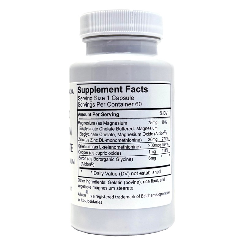 Magnesium Bisglycinate Chelate + Zinc, Selenium, Boron & Copper –