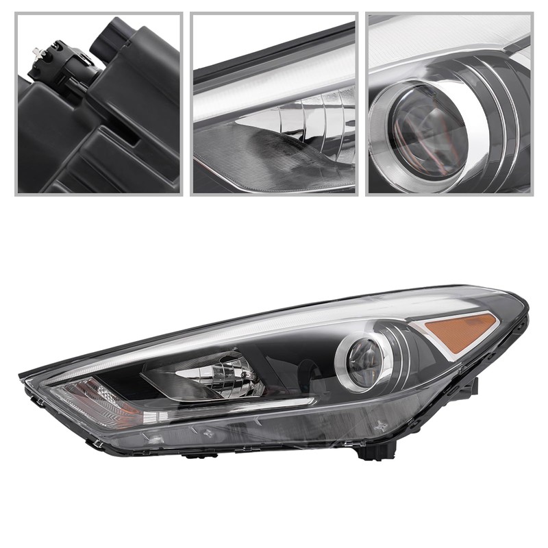 QUEWATSA Front Headlights for 2016-2018Hyundai Tucson, Halogen LED DRL Headlight,