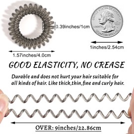 DED Transparent Spiral No Crease Coil Ponytail Holders, 24 Pcs Waterproof Elastic Hair Accessories for Women and Girls, All Hair Types