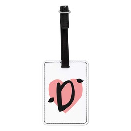 Gift Base Letter D Heart Alphabet Visual Luggage Tag with Black Strap