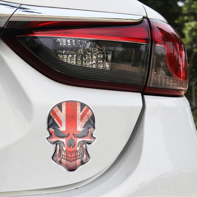 3D Metal Skull Sticker Logo Emblem Badge Car Sticker England