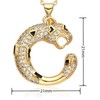 Luxury Crystal Panther Pendant Necklace, 18K Yellow Gold-Filled, Black Enamel