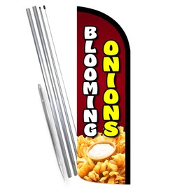 Vista Products Blooming Onions Premium Windless Feather Banner Flag Kit (Flag, Pole, & Ground Mt)