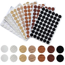 Adhesive Screw Stickers, Dustproof Screw Hole Sticker, 21mm PVC Cover Caps, 7 Colors 378pcs Waterproof Wood Textured Cover for Cabinets Wardrobe Bookcase Desk Furniture Wall Screws Cam Locks Repairing